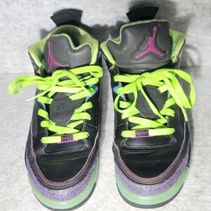 Jordan Son of Mars Low Black Green Glow Purple Elephant Print Sneakers Men's